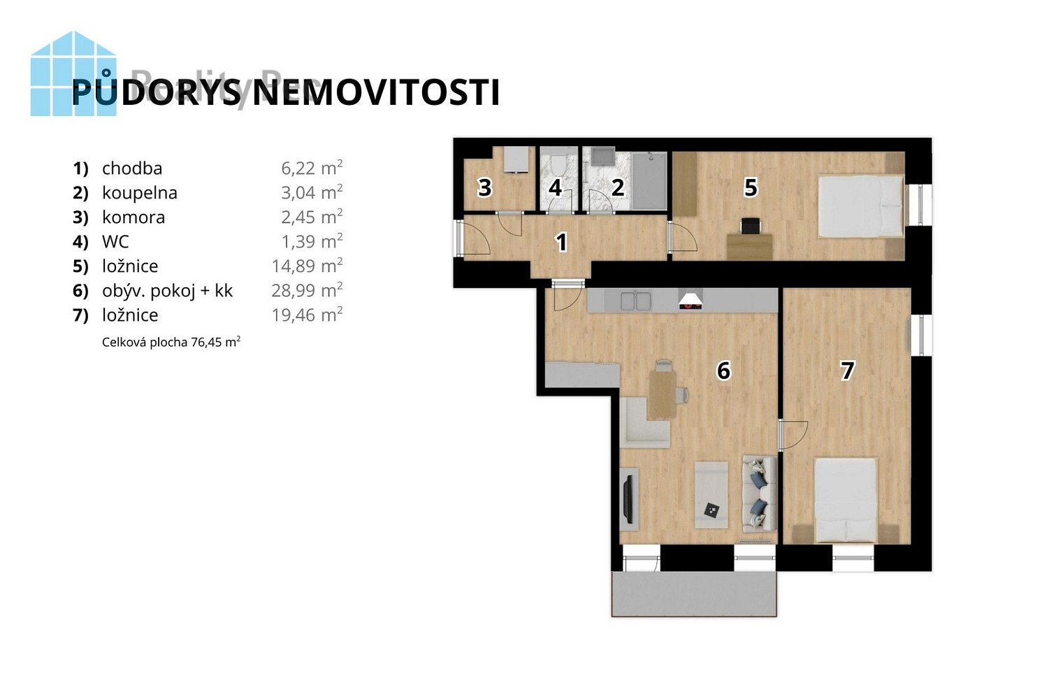 Prodej bytu 3+kk 76 m² – fotografie 2