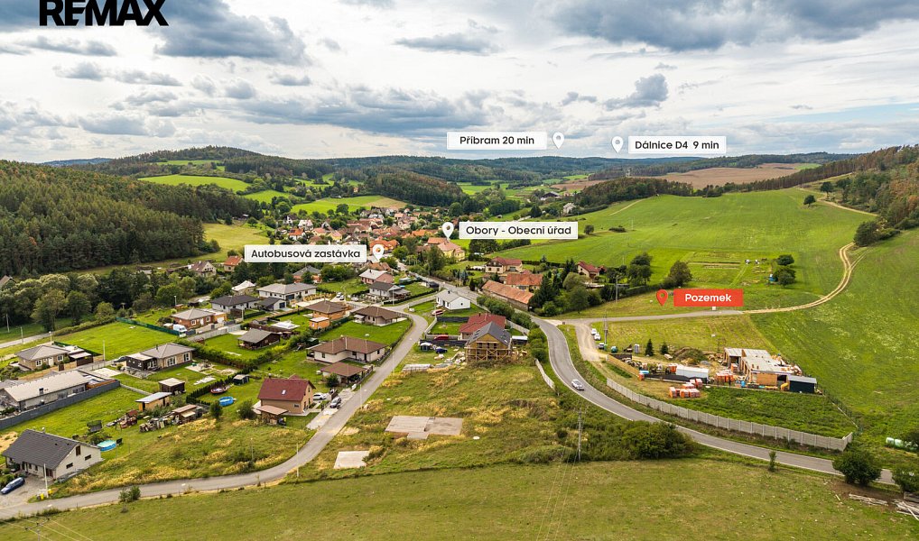 Prodej stavebního pozemku 1 183 m², Obory – náhled fotky 2