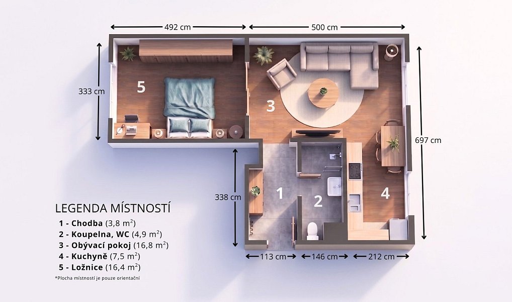 Pronájem bytu 2+kk 53 m², Most – náhled fotky 2