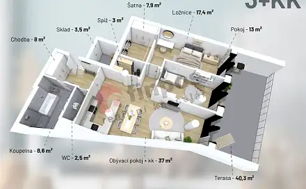 Prodej bytu 3+kk 104 m², Tomáše Bati, Třebíč - Borovina
