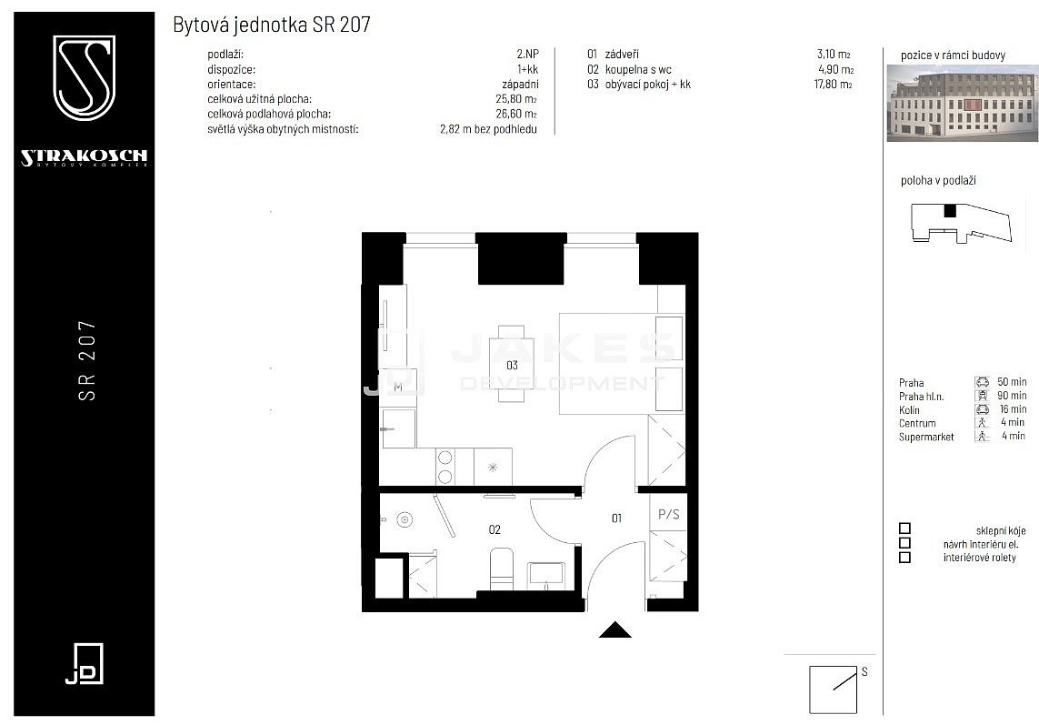 Pronájem bytu 1+kk 26 m² – fotografie 3