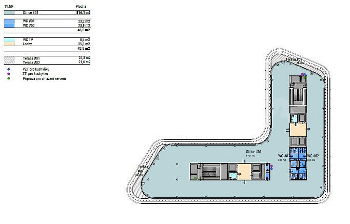 Pronájem kanceláře 1 244 m² – fotografie 3