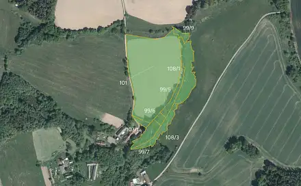 Prodej pole 35 461 m², Krásná Hora - Volichov, okres Havlíčkův Brod