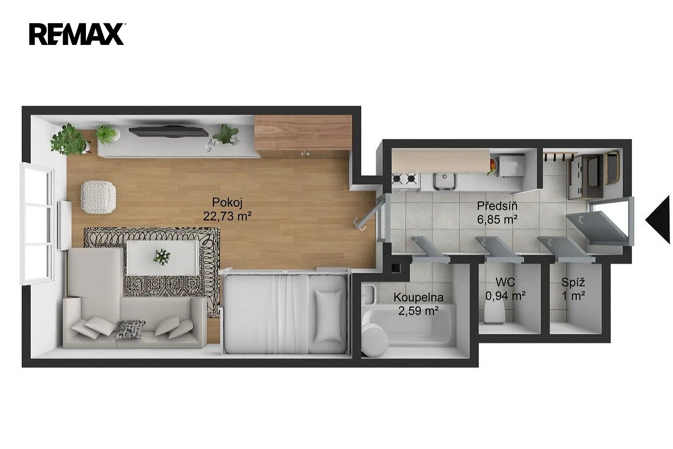 Prodej bytu 1+kk 34 m² – fotografie 3