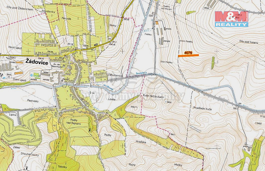 Prodej pole, 819 m², Ježov – pohled 2