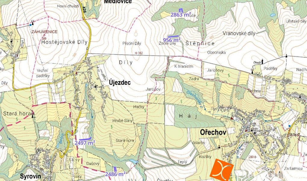 Prodej pozemku 2 615 m², Újezdec – náhled fotky 3