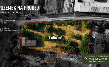 Prodej stavebního pozemku 1 656 m², Hoštka, okres Litoměřice