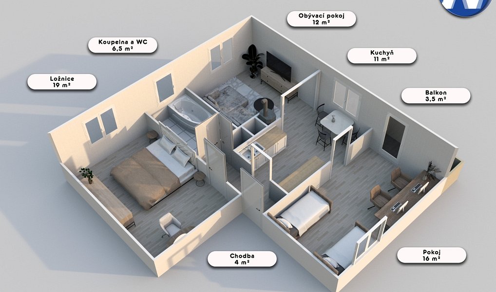 Prodej bytu 3+kk 72 m², Němčice – náhled fotky 7