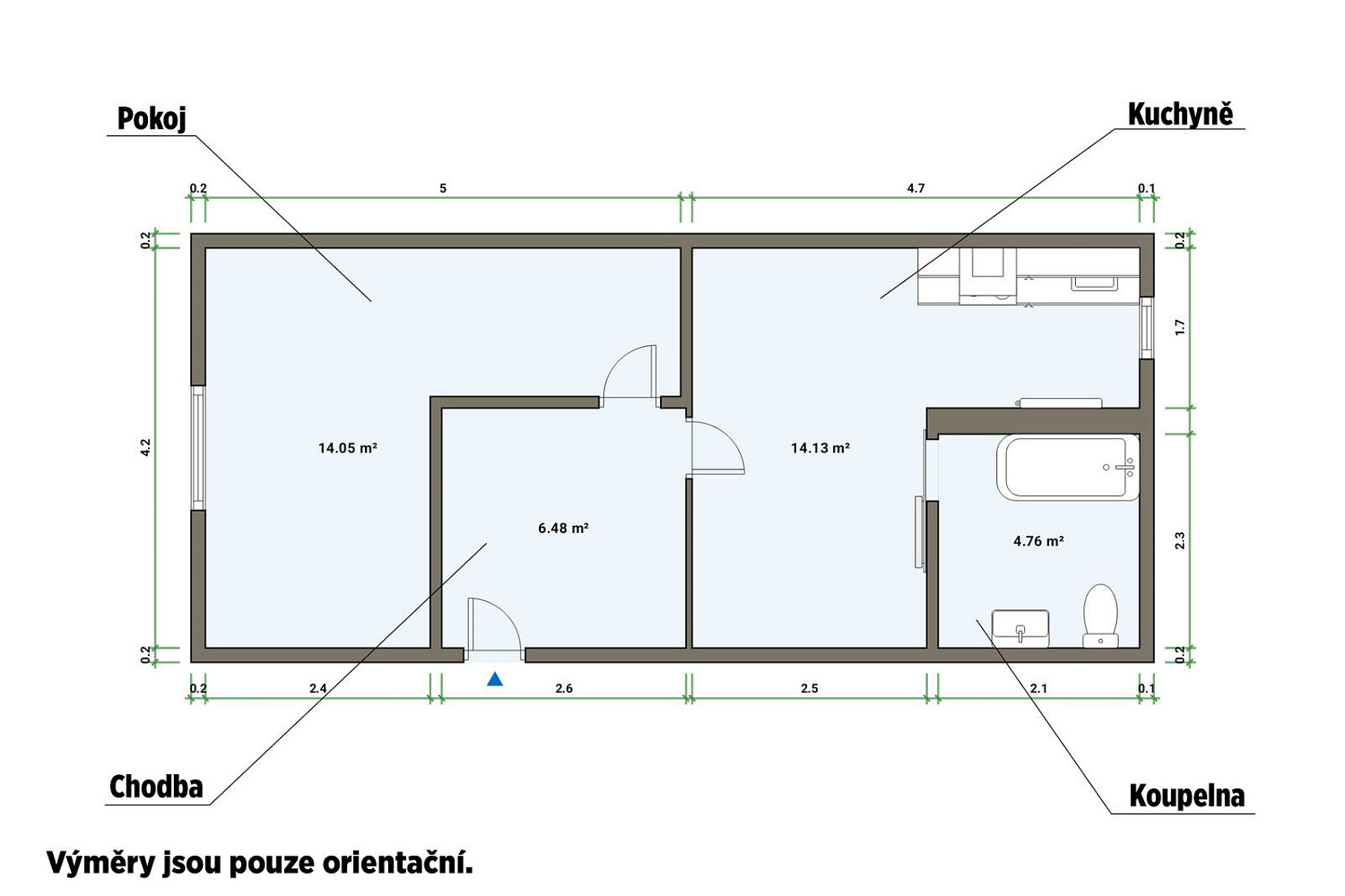 Pronájem bytu 2+kk 40 m² – fotografie 5