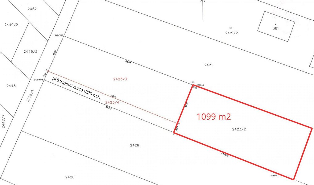 Prodej stavebního pozemku 1 099 m², Štěpánovice – náhled fotky 4