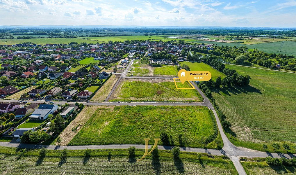 Prodej stavebního pozemku 834 m², Majetín – fotka 1 z 7