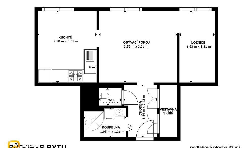 Pronájem bytu 1+1 37 m², Zlín – náhled fotky 9