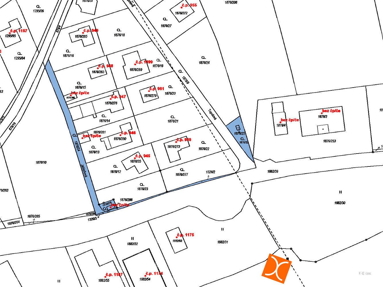 Prodej komerčního pozemku 204 m² – pohled 2