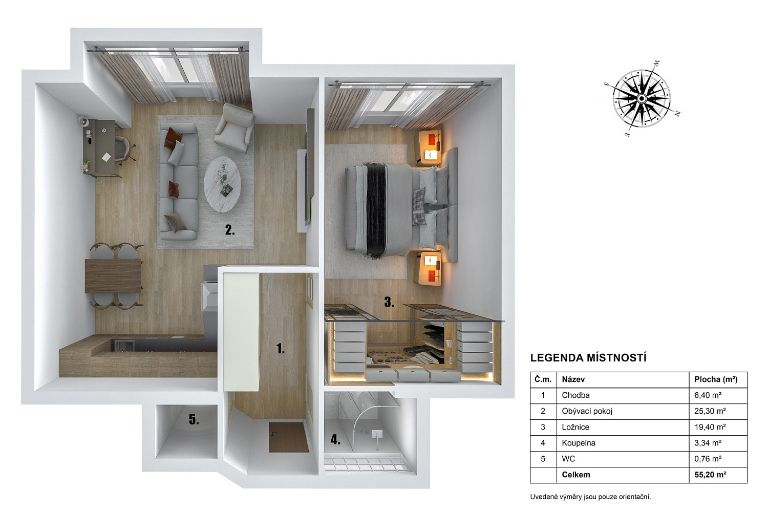 Pronájem bytu 2+kk 57 m² – fotografie 3