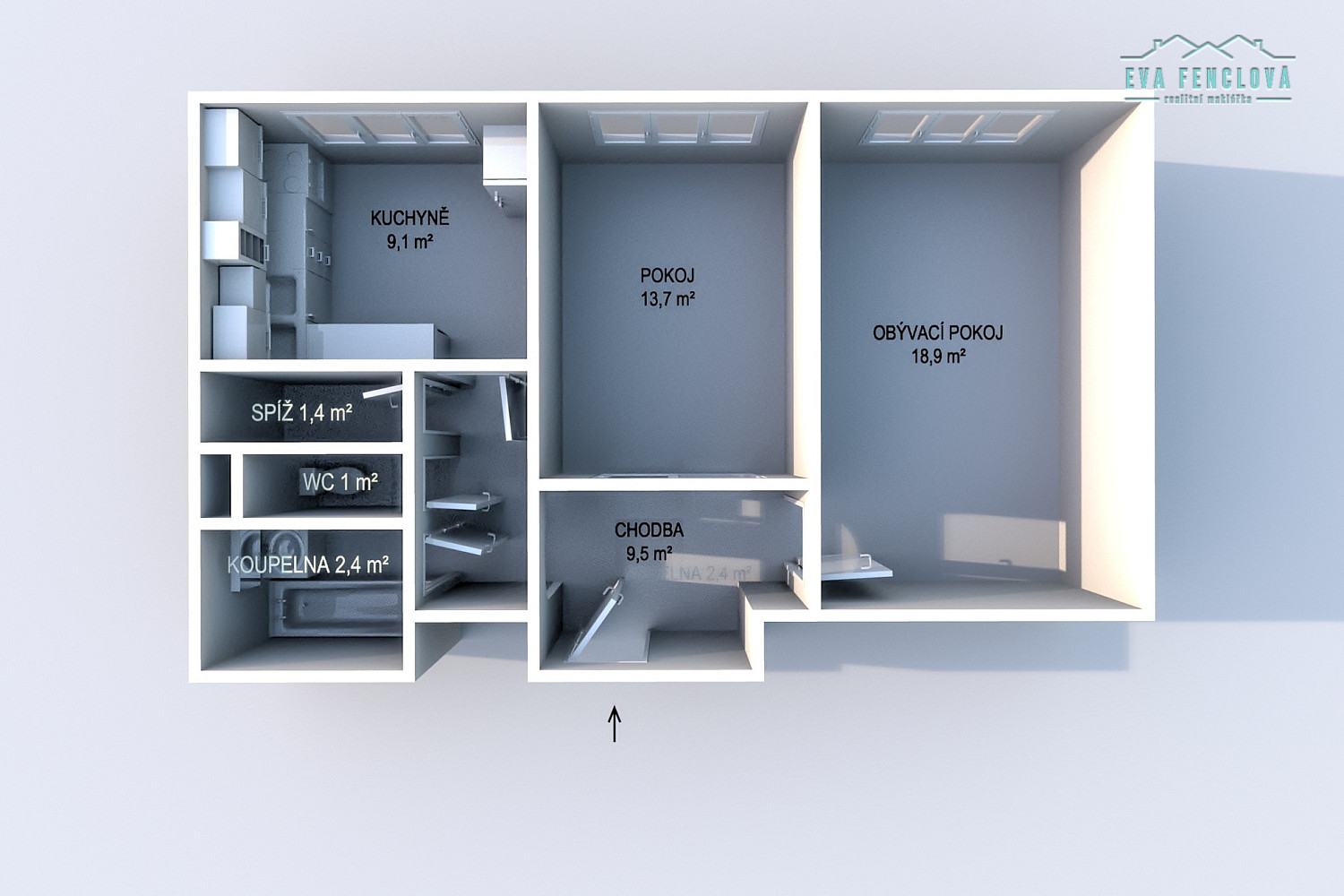 Prodej bytu 2+1 56 m² — photo 3