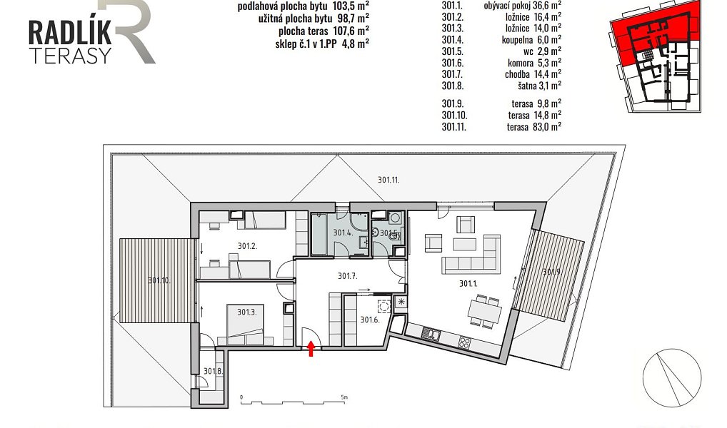 Prodej bytu 3+kk 98 m², Jílové u Prahy – náhled fotky 9