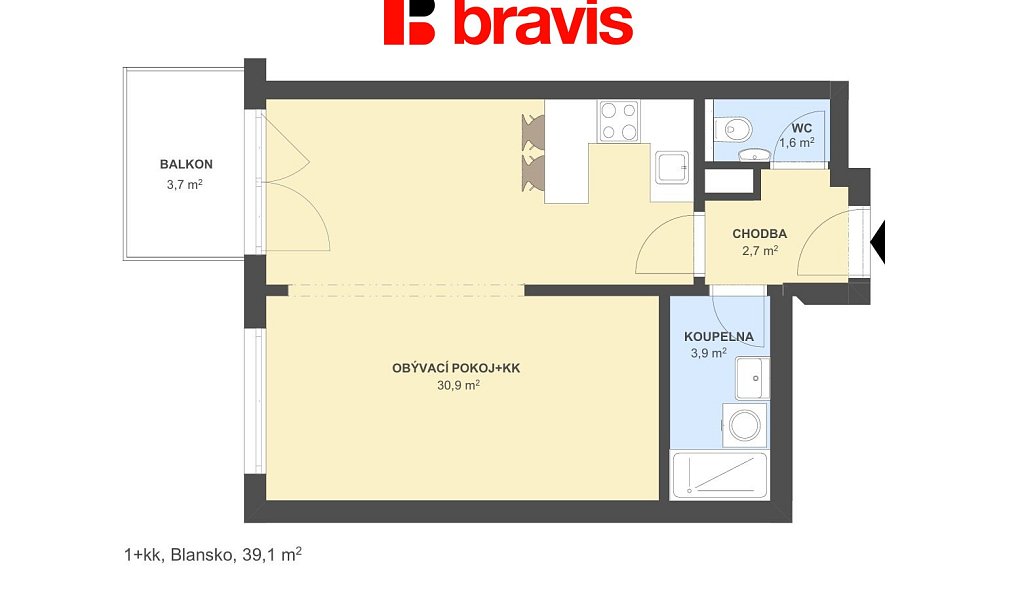 Prodej bytu 1+kk 39 m², Blansko – náhled fotky 2