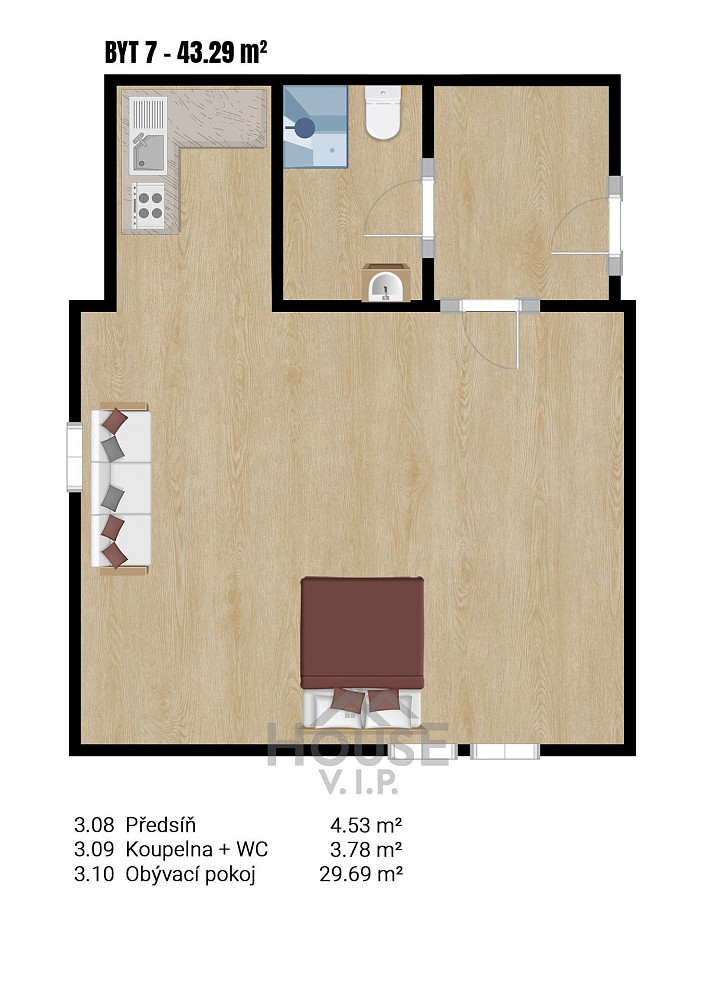 Prodej bytu 1+kk 43 m² – fotografie 2