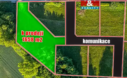 Prodej stavebního pozemku 1 658 m², Hrobice, okres Pardubice