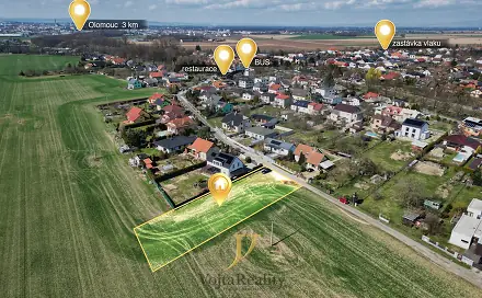Prodej stavebního pozemku 1 500 m², Bystrovany, okres Olomouc
