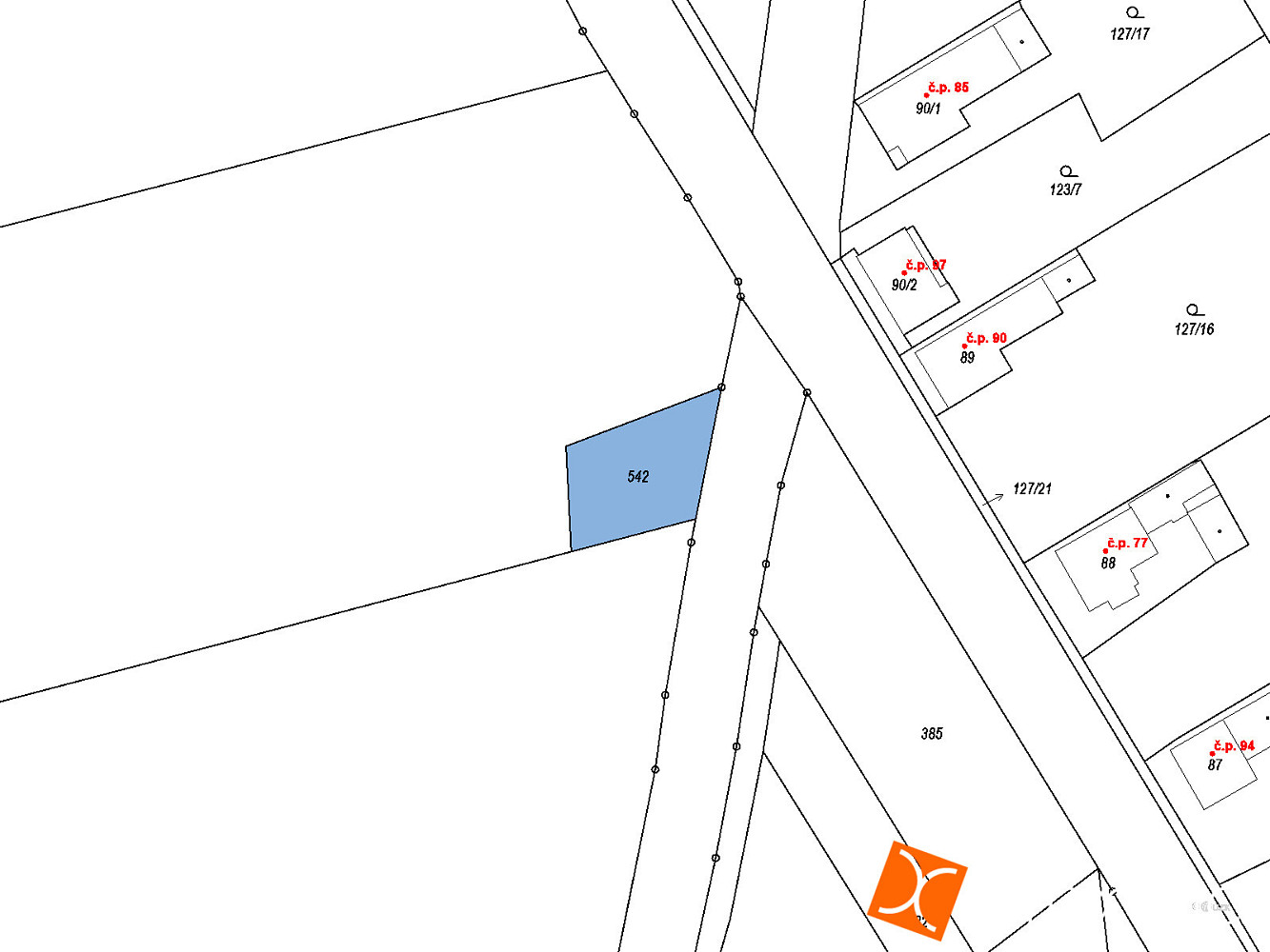 Prodej 4/35 pozemku 352 m² – pohled 2