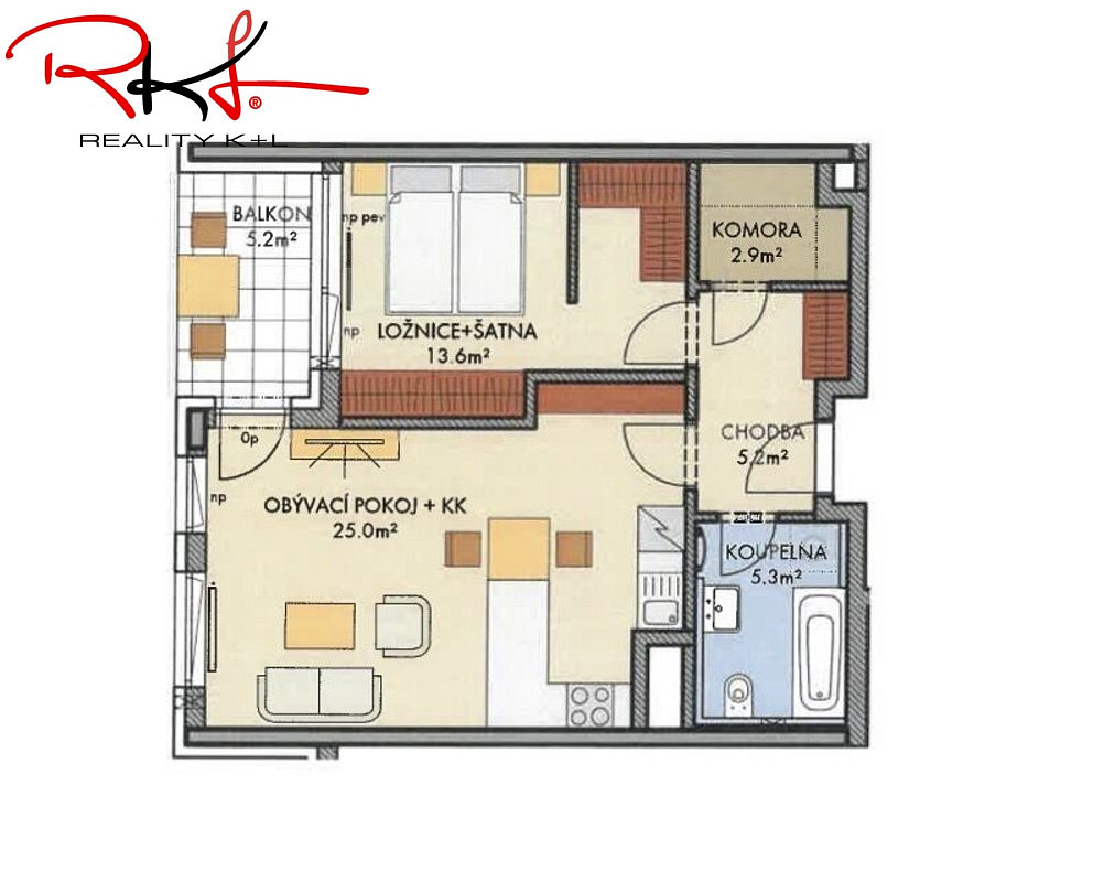 Pronájem bytu 2+kk 54 m² – fotografie 2