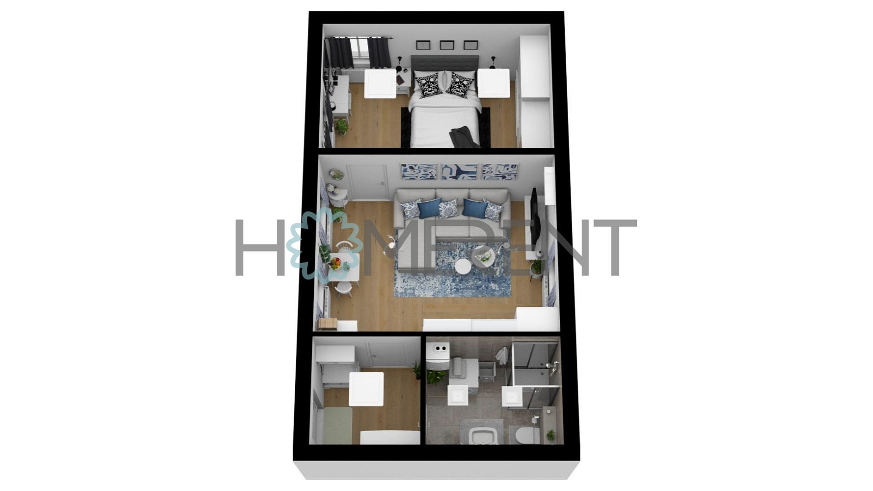 Pronájem bytu 2+kk 42 m² – pohled 4