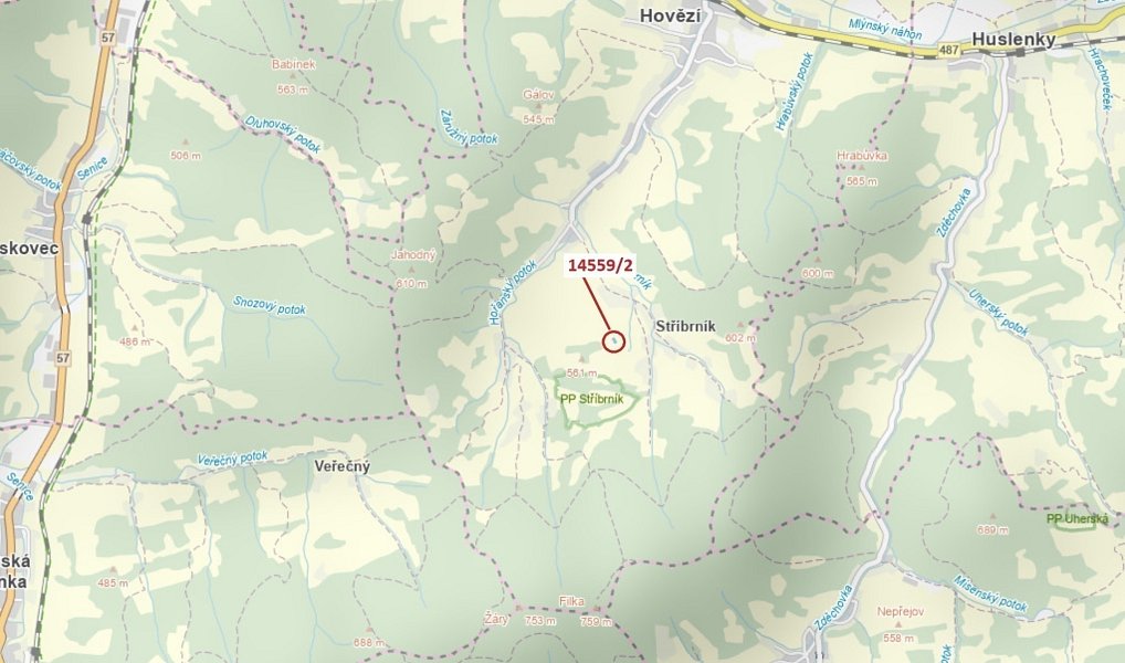 Dražba lesa, 605 m², Vsetín, Hovězí
