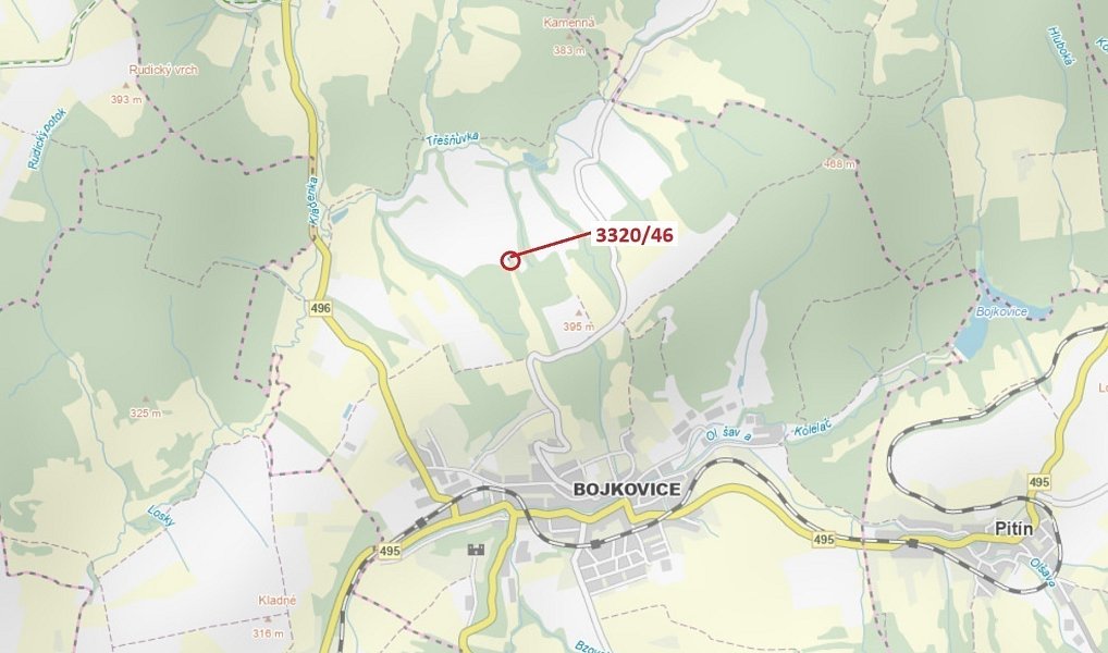 Dražba pozemku, 94 m², Uherské Hradiště, Bojkovice