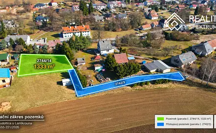 Prodej stavebního pozemku 1 333 m², Rudoltice, okres Ústí nad Orlicí
