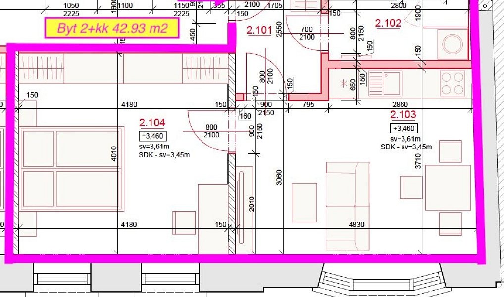 Pronájem bytu 2+kk 43 m², Znojmo – náhled fotky 15