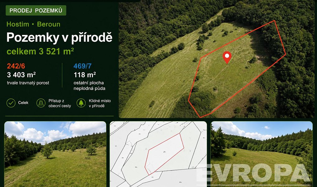 Prodej louky 3 521 m², Beroun – náhled fotky 2