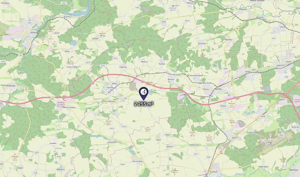 Prodej stavebního pozemku 2 255 m², Přehýšov – náhled fotky 3