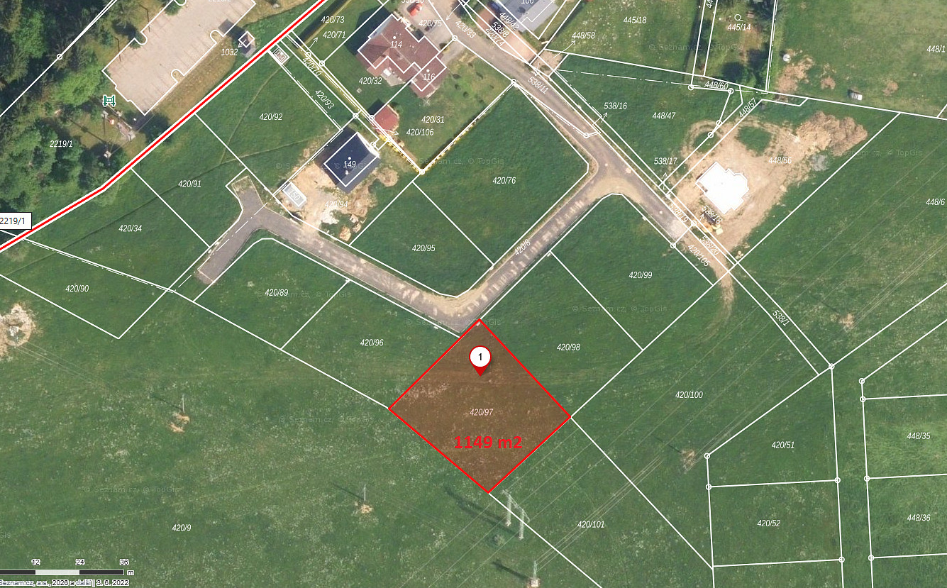 Prodej stavebního pozemku 1 149 m² – pohled 2