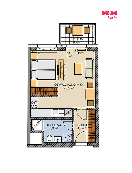 Prodej bytu 1+kk 36 m² – fotografie 3