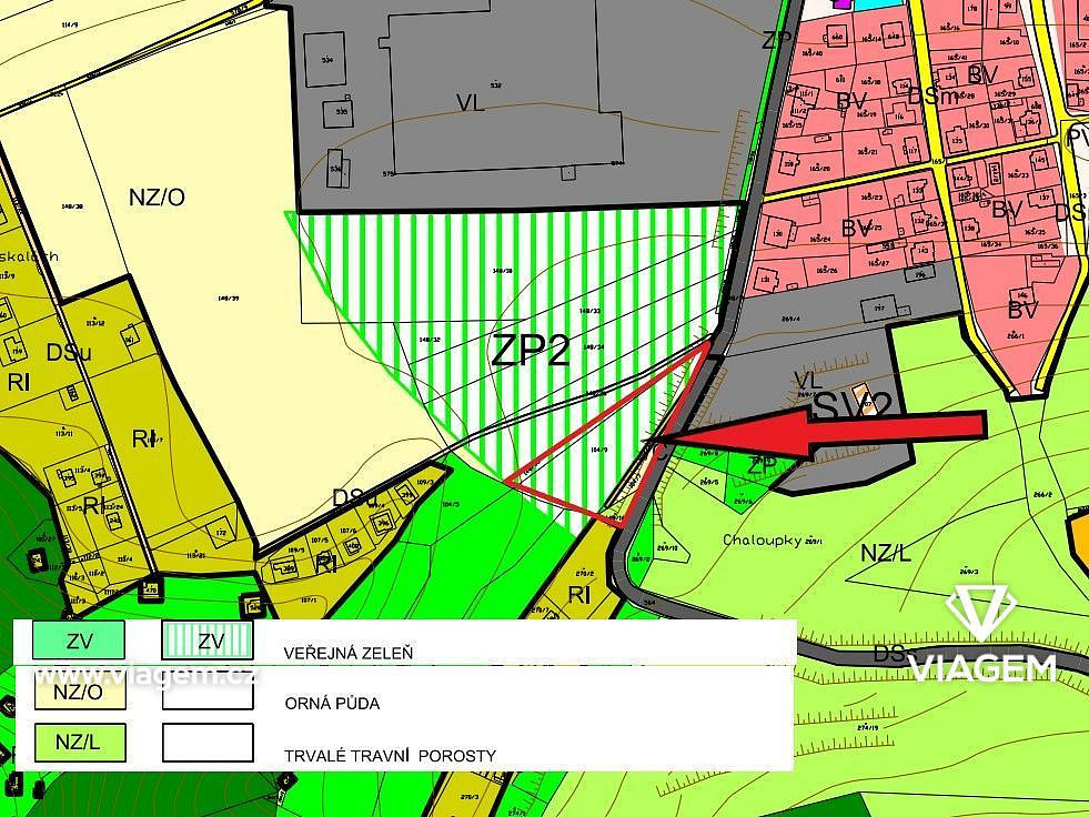 Prodej zahrady 667 m² – pohled 2