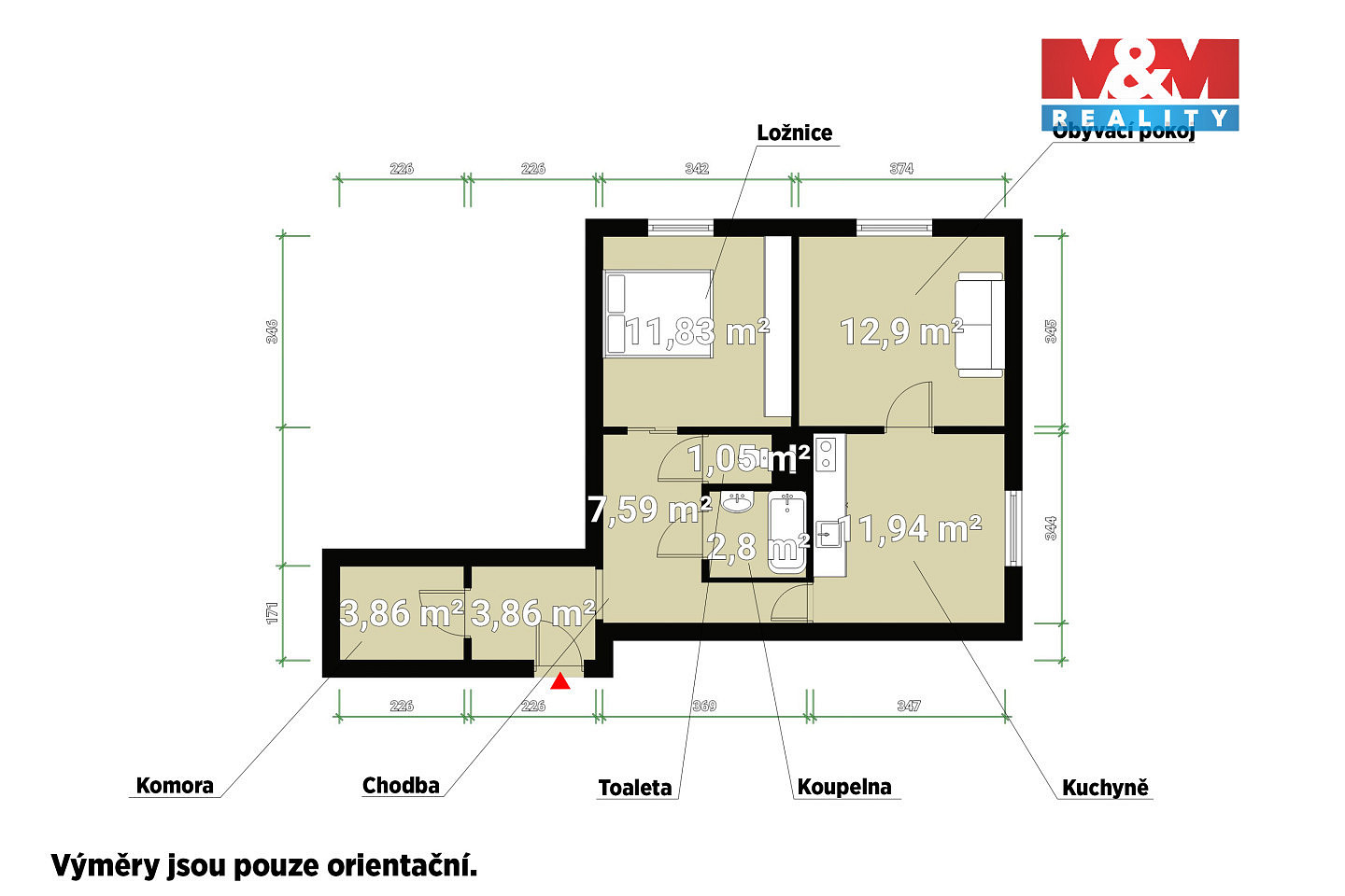 Prodej bytu 2+1 57 m² — photo 2