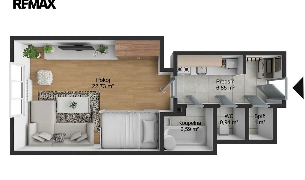 Prodej bytu 1+kk 34 m², Praha – náhled fotky 3