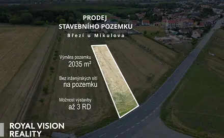 Prodej stavebního pozemku 2 035 m², Březí, okres Břeclav