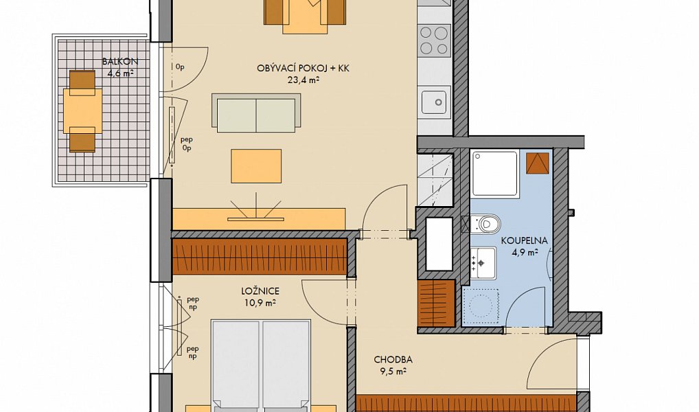 Prodej bytu 2+kk 52 m², Kralupy nad Vltavou – náhled fotky 3