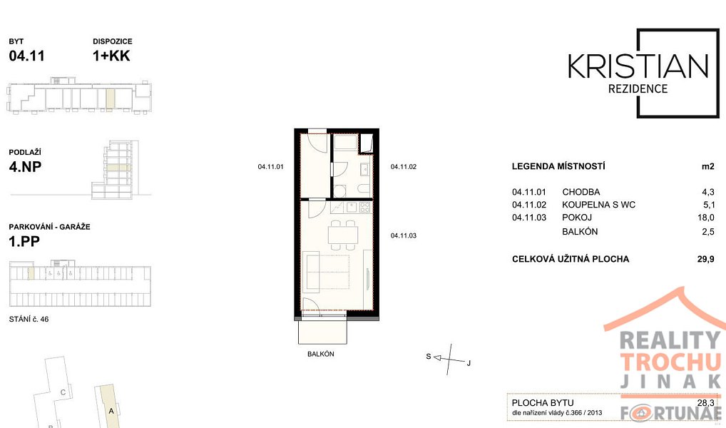 Pronájem bytu 1+kk 27 m², Hradec Králové – náhled fotky 3