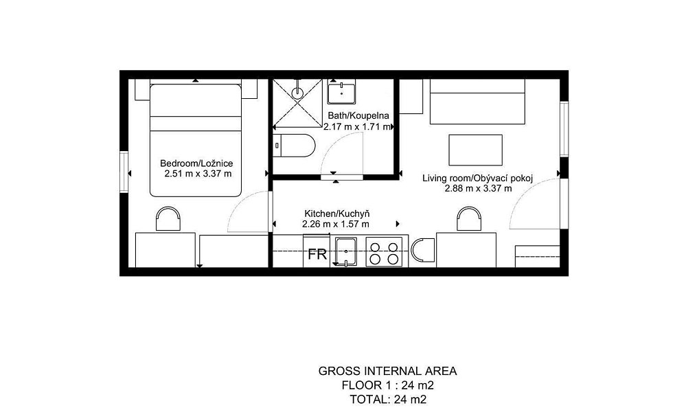Pronájem bytu 2+kk 27 m², Brno – náhled fotky 8