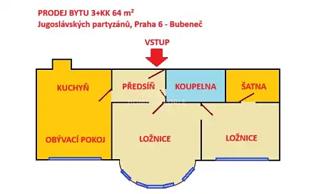 Prodej bytu 3+kk 64 m², Jugoslávských partyzánů, Praha 6 - Bubeneč