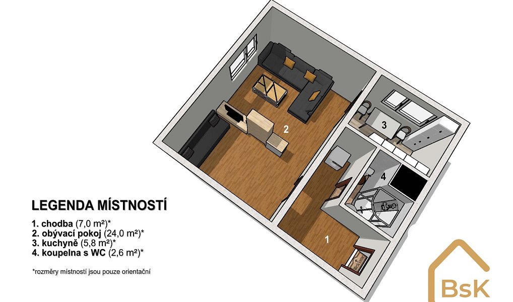 Prodej bytu 1+1 40 m², Tanvald – náhled fotky 3