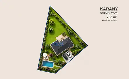 Prodej stavebního pozemku 733 m², Okružní, Káraný, okres Praha-východ