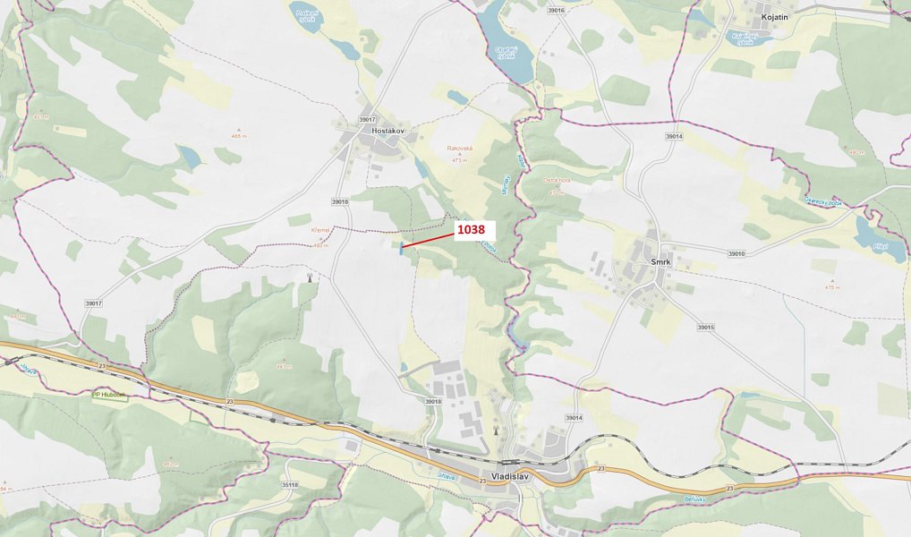 Dražba lesa, 1583 m², Třebíč, Vladislav