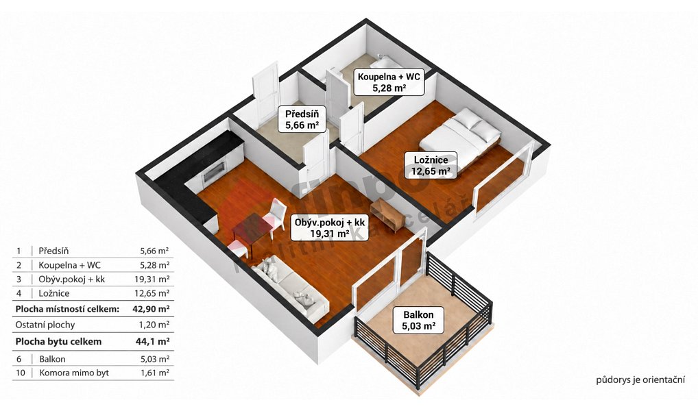 Pronájem bytu 2+kk 51 m², Praha – náhled fotky 8