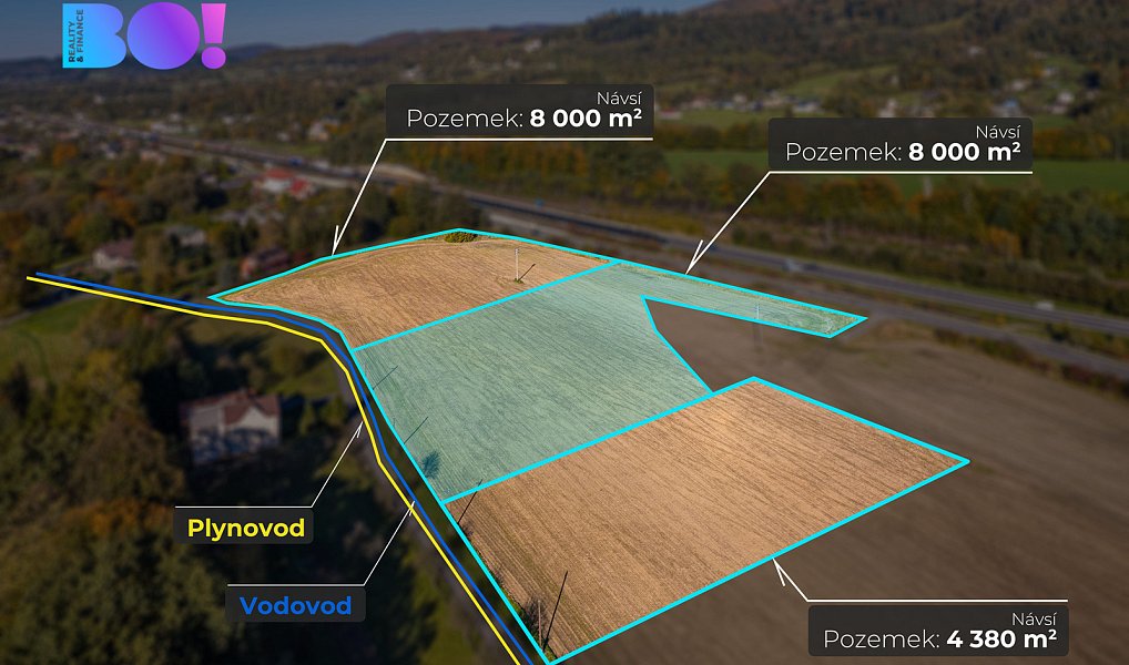 Prodej komerčního pozemku 4 380 m², Návsí – náhled fotky 2