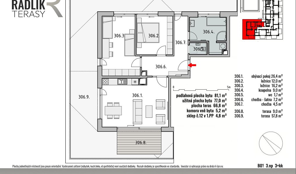 Prodej bytu 3+kk 77 m², Jílové u Prahy – náhled fotky 5