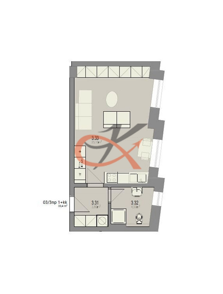 Pronájem bytu 1+kk 33 m² – fotografie 5